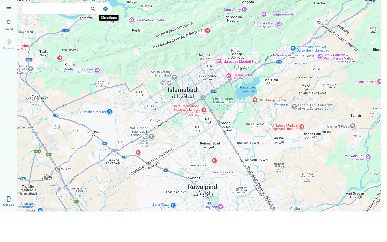 Static Google Maps view centered on Islamabad, Pakistan